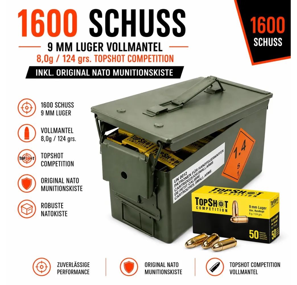 1600 Schuss 9 mm Luger Vollmantel in Natokiste kaufen