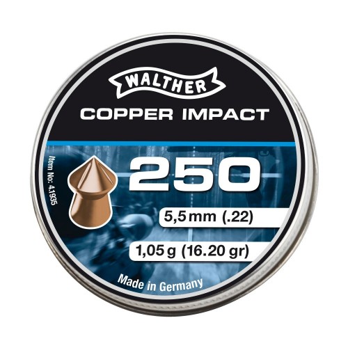 Walther 5,5mm Diabolo Copper Impact 1,04g – 1250 Stück Walther 5,5mm Diabolo Copper Impact 1,04g – 1250 Stück