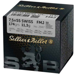 Sellier & Bellot
7,5x55 Vollmantel 11,3g/174grs.
