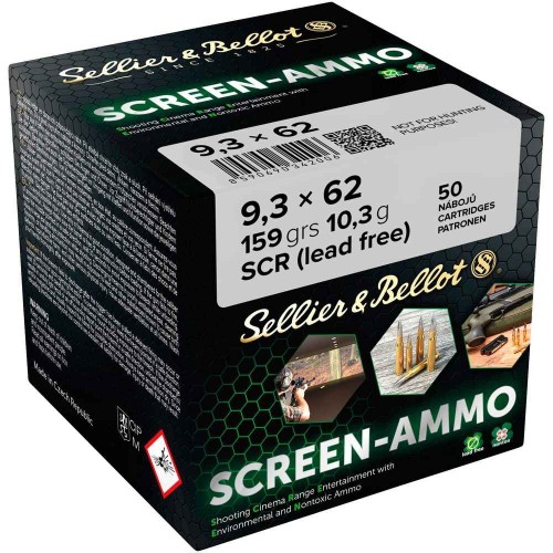 9,3x62 Screen-Ammo SCR Zink 10,3g/159grs. Sellier & Bellot