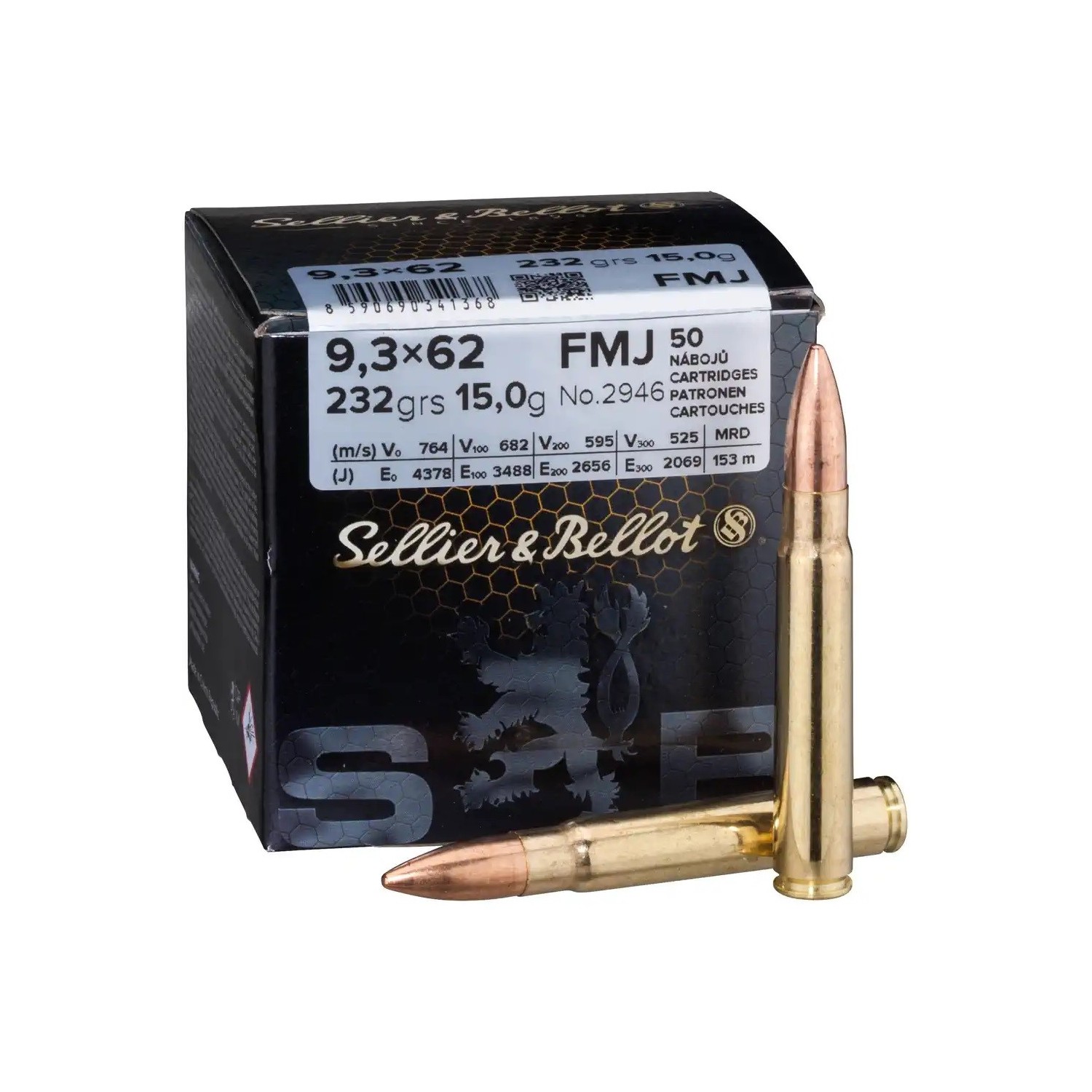 9,3x62 Vollmantel 15,0g/232grs. Sellier & Bellot 2