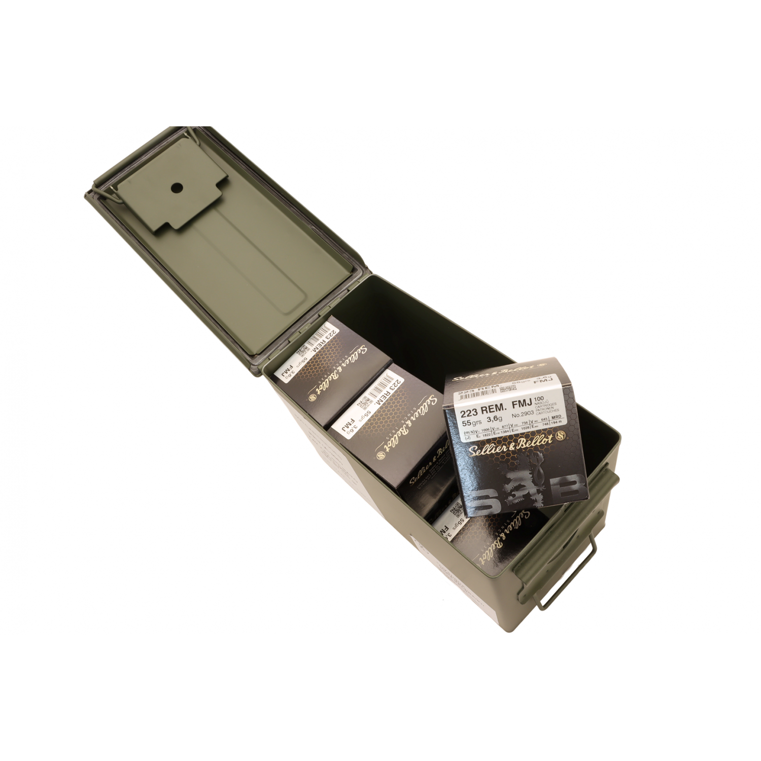.223 Rem. Vollmantel BT 55.grs Sellier & Bellot in der Munitionsbox...